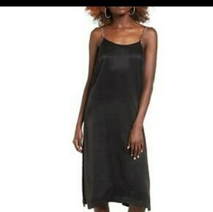 Nwot NBD Black midi slip dress
